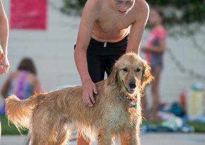 Zach and his dog Mojo at the Dog Swimming Party